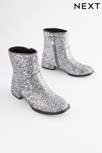 Silver Sparkle Occasion Heeled Boots (D32374) | £33 - £40