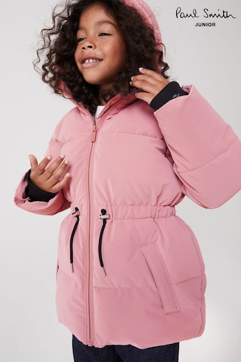 Paul Smith Junior Girls Shower Pink Resistant Padded Coat (D32446) | £200