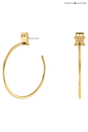 Tommy Hilfiger Ladies Gold Tone Jewellery Monogram Earrings (D32476) | £89
