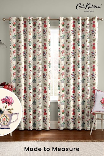 Cath Kidston Cream Cups And Vases Made To Measure Curtains (D32884) | £82