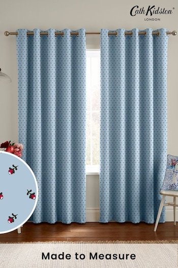 Cath Kidston Blue Rose Bud Made To Measure Curtains (D32888) | £82