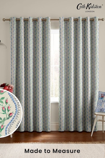 Cath Kidston Blue Wiggle Rose Made To Measure Curtains (D32889) | £82