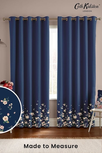 Cath Kidston Blue Spitalfields Border Made To Measure Curtains (D32893) | £82
