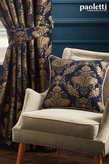Riva Paoletti Blue Shiraz Large Danmask Jacquard Floral Cushion (D33060) | £23