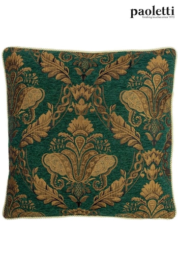 Riva Paoletti Green Shiraz Large Damask Jacquard Floral Cushion (D33061) | £23