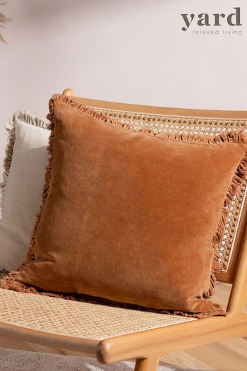 The Linen Yard Orange Bertie Washed Cotton Velvet Cushion (D33083) | £22