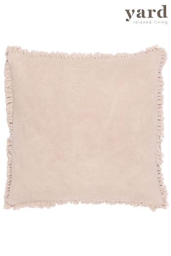 The Linen Yard Natural Bertie Washed Cotton Velvet Cushion (D33084) | £22