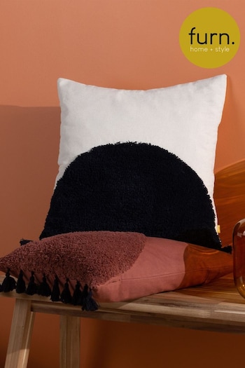 furn. Natural Radian Semi Circle Tufted Cotton Tasselled Cushion (D33091) | £17