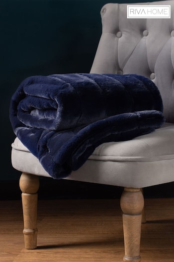 Riva Home Blue Super Soft Velvet Touch Throw (D33209) | £38