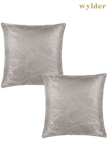 Wylder Grey Seymour Embroidered Woven Jacquard Piped Cushion 2 Pack (D33211) | £36
