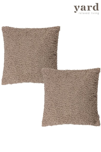 The Linen Yard 2 Pack Natural Cabu Chunky Textured Bouclé Cushions (D33227) | £32