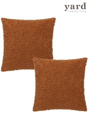 The Linen Yard Brown Cabu Chunky Textured Boucle Cushion 2 Pack (D33230) | £32