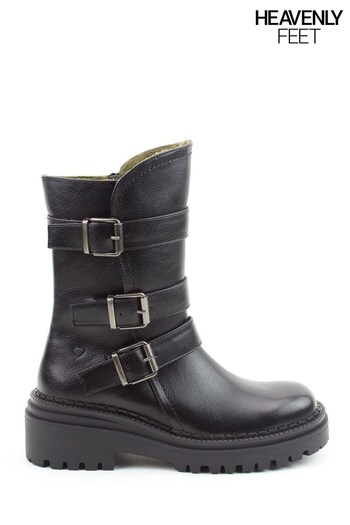 Heavenly Feet Ladies Vegan Friendly Mid Black Boots (D33245) | £68