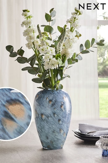 Navy Glass Confetti Flower Vase (D33256) | £25
