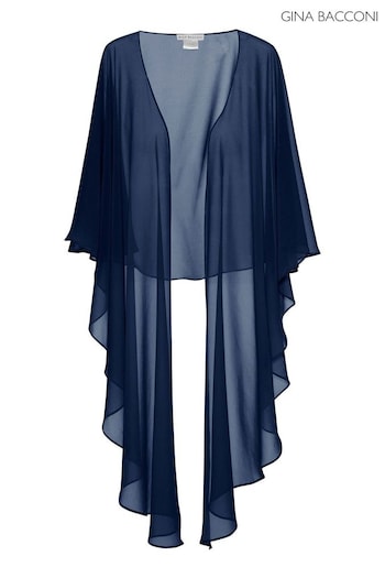 Gina Bacconi Blue Chiffon Shawl (D33287) | £70