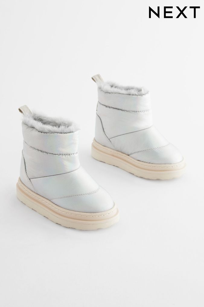 Silver Quilted Scott Boots (D33319) | £26 - £30