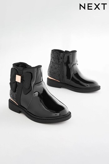 Black Patent Bow Ankle Boots Altra (D33329) | £32 - £36