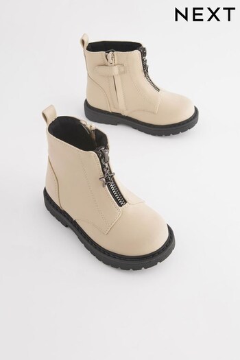 Off White Zip Front Charm Detail Ankle Boots (D33333) | £28 - £32