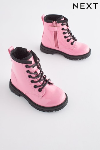 Pink Standard Fit (F) Warm Lined Lace-Up Boots (D33348) | £26 - £30