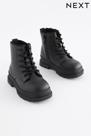 Black Warm Lined Lace-Up these Boots (D33349) | £28 - £32
