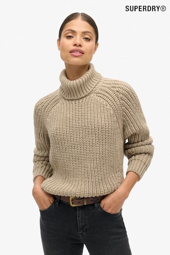 Superdry Natural Slouchy Stitch Roll Neck Knit Jumper (D33495) | £50