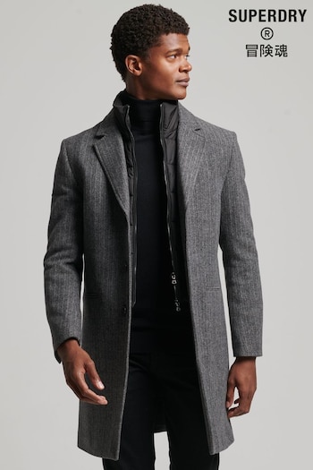 Superdry Grey Detachable Lining Wool Town Coat (D33498) | £175