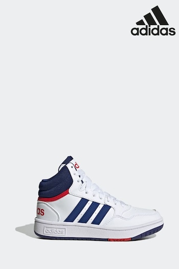 adidas White/Blue Kids Hoops Trainers (D33578) | £38