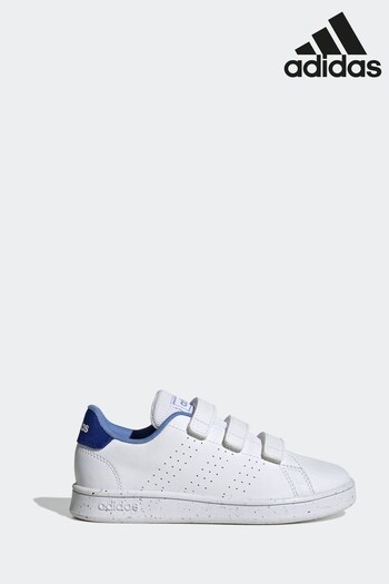 adidas White/Blue Advantage Trainers (D33668) | £30