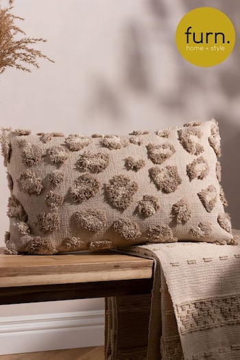 furn. Natural Maeve Tonal Leopard Print Tufted Cotton Cushion (D33683) | £17