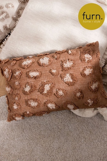 furn. Brown Maeve Tonal Leopard Print Tufted Cotton Cushion (D33685) | £17
