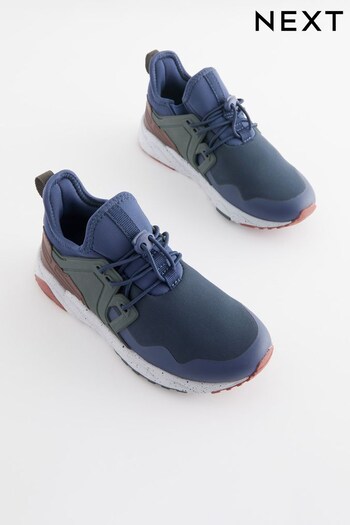 Navy Blue/Khaki Green Elastic Lace Toggle Trainers (D33725) | £26 - £34