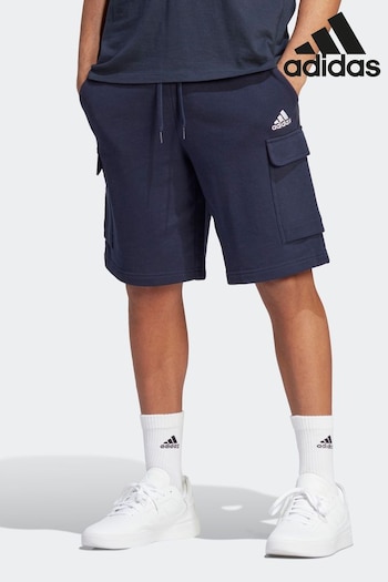 adidas Ftwwht Blue Essentials French Terry Cargo Shorts (D33735) | £33