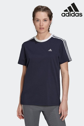 adidas climacool Blue 3 Stripe Boyfriend T-Shirt (D33739) | £23