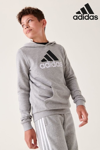 adidas Grey Sportswear Essentials Two Colored Big Logo Cotton Hoodie (D33741) | £30