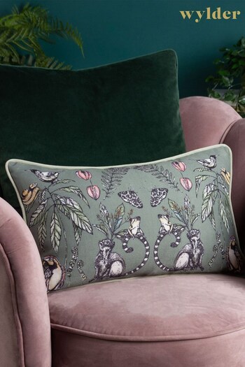 Wylder Tropics Green Wild Mirrored Creatures Digitally Printed Piped Cushion (D33826) | £17