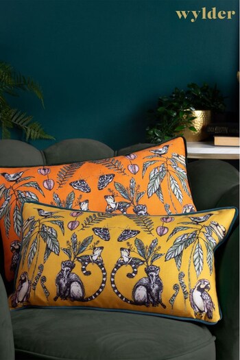 Wylder Tropics Orange Wild Mirrored Creatures Digitally Printed Piped Cushion (D33827) | £17
