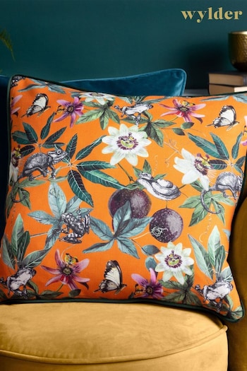Wylder Tropics Orange Wild Passion Creatures Digitally Printed Piped Cushion (D33831) | £20
