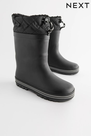 Mono Black Thinsulate™ Warm Lined Cuff Wellies (D33837) | £18 - £22