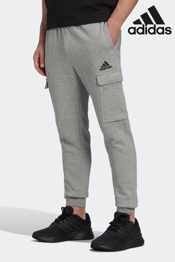 adidas Grey Sportswear Essentials Fleece Regular Tapered Cargo Joggers (D33901) | £40