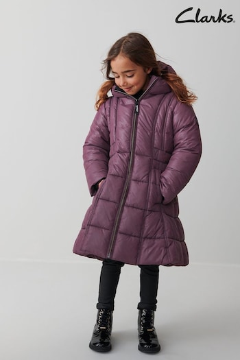 Clarks Purple Girls Longline Coat (D34025) | £75 - £79