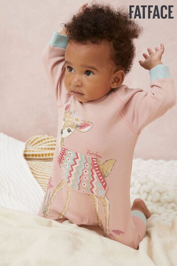 FatFace Pink Baby Marl Racoon Romper (D34171) | £20 - £22