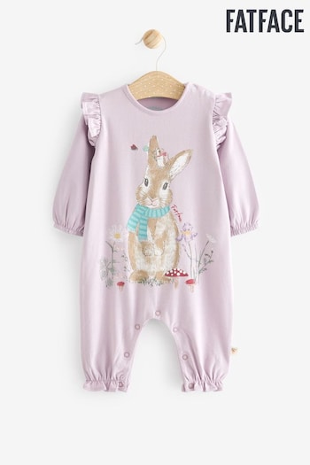 Fat Face Lilac Purple Bunny Baby Romper with Frill (D34173) | £18 - £20