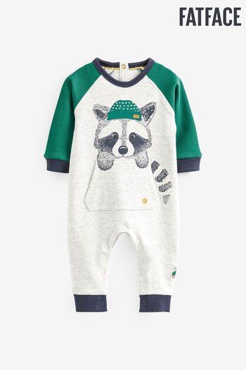 FatFace Grey Baby Green Racoon Romper (D34179) | £20 - £22