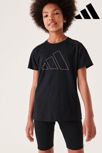 adidas Black Sportswear Essentials Aeroready Regular-Fit Logo T-Shirt (D34238) | £13