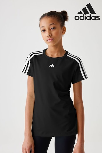 adidas Black Sportswear BATHING Train Essentials Aeroready 3-Stripes Slim-Fit Training T-Shirt (D34240) | £13