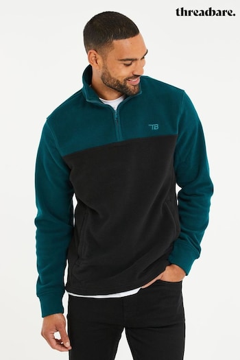 Threadbare Green Two Tone 1/4 Zip Fleece Jumper (D34334) | £20