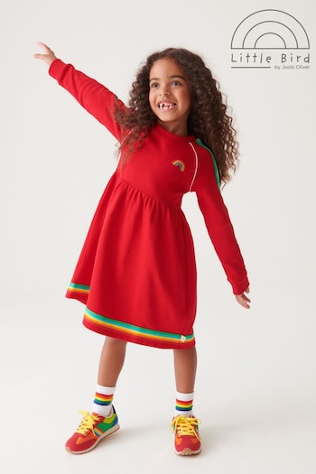 Little Bird by Jools Oliver Red Little Bird by Jools Oliver Long Sleeve Rainbow Dress (D34349) | £15.50 - £19