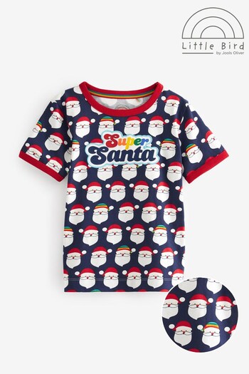 Little Bird by Jools Oliver Navy Short Sleeve Christmas Super Santa T-Shirt (D34352) | £10 - £13