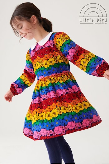 Little Bird by Jools Oliver Multi Colourful Floral Corduroy Dress (D34354) | £30 - £36