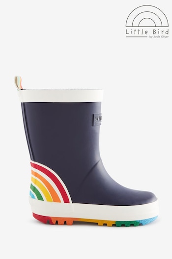 Little Bird by Jools Oliver Navy Rainbow Welly Boots (D34379) | £20 - £24